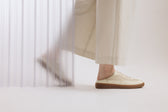 MULE HAZE – beige mule sneakers from apple leather and linen - Vegan America