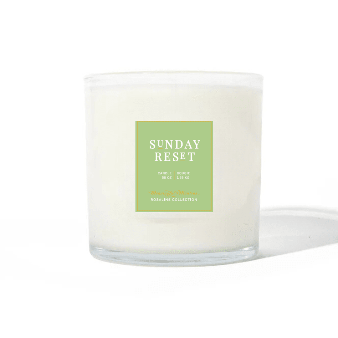 Sunday Reset Fresh Linen Natural Candle 55oz Rosaline Collection - Vegan America