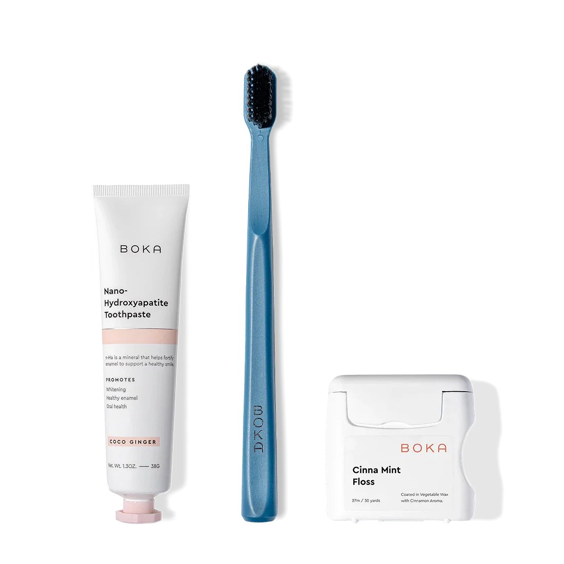 The Travel Kit includes toothpaste, a charcoal toothbrush, and teflon-free floss on a white background.