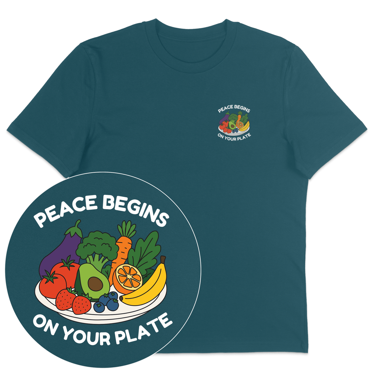Peace Begins On Your Plate T-Shirt - Vegan America