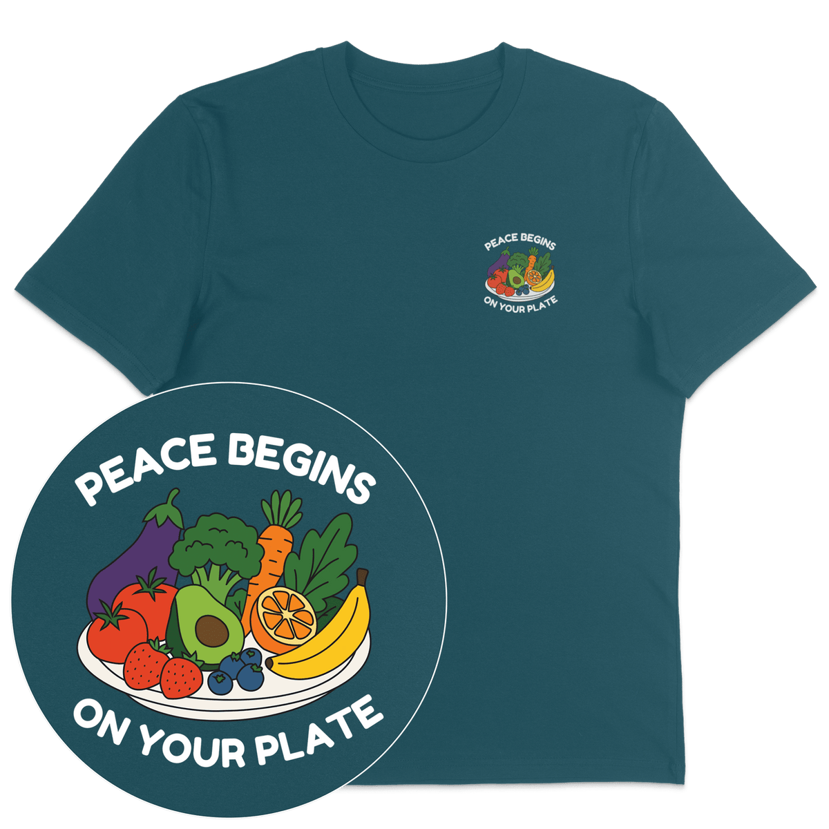 Peace Begins On Your Plate T-Shirt - Vegan America