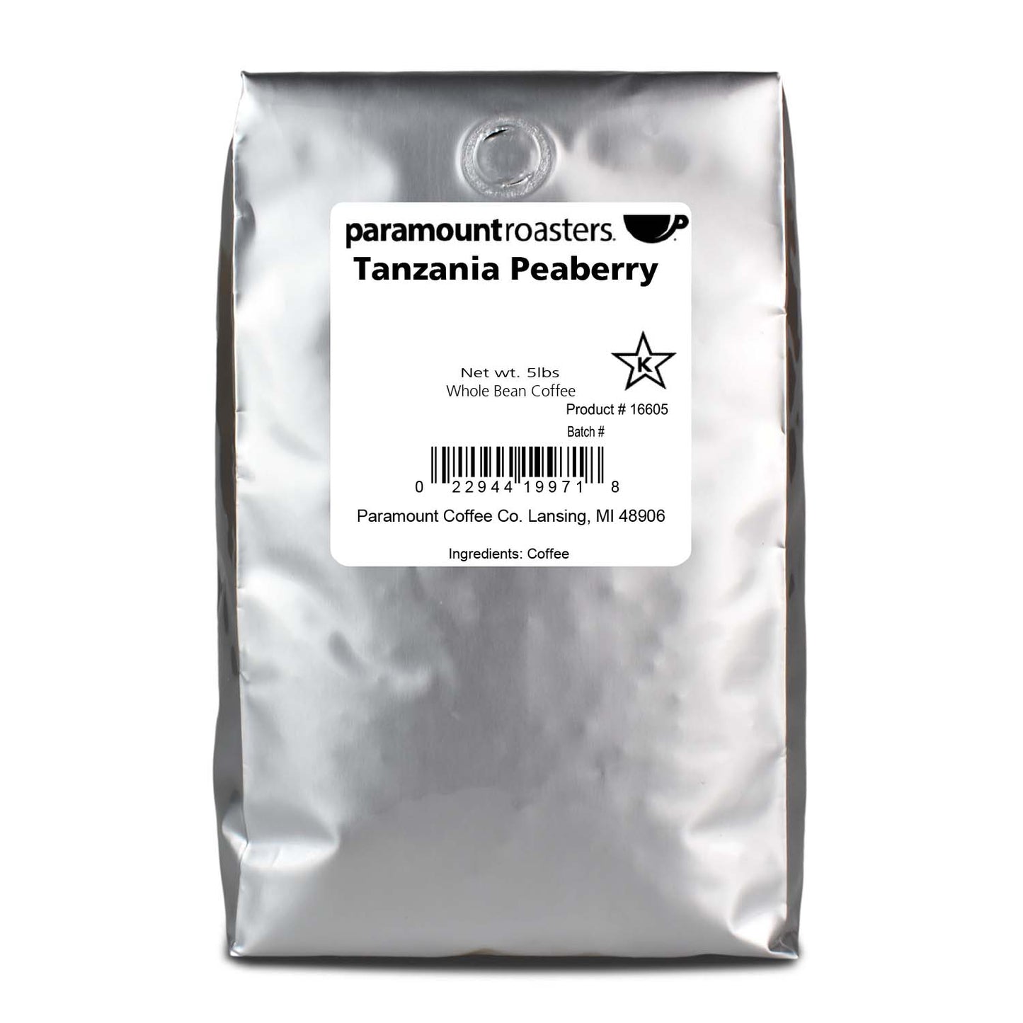 Tanzania Peaberry 5lb Whole Bean Coffee - Vegan America