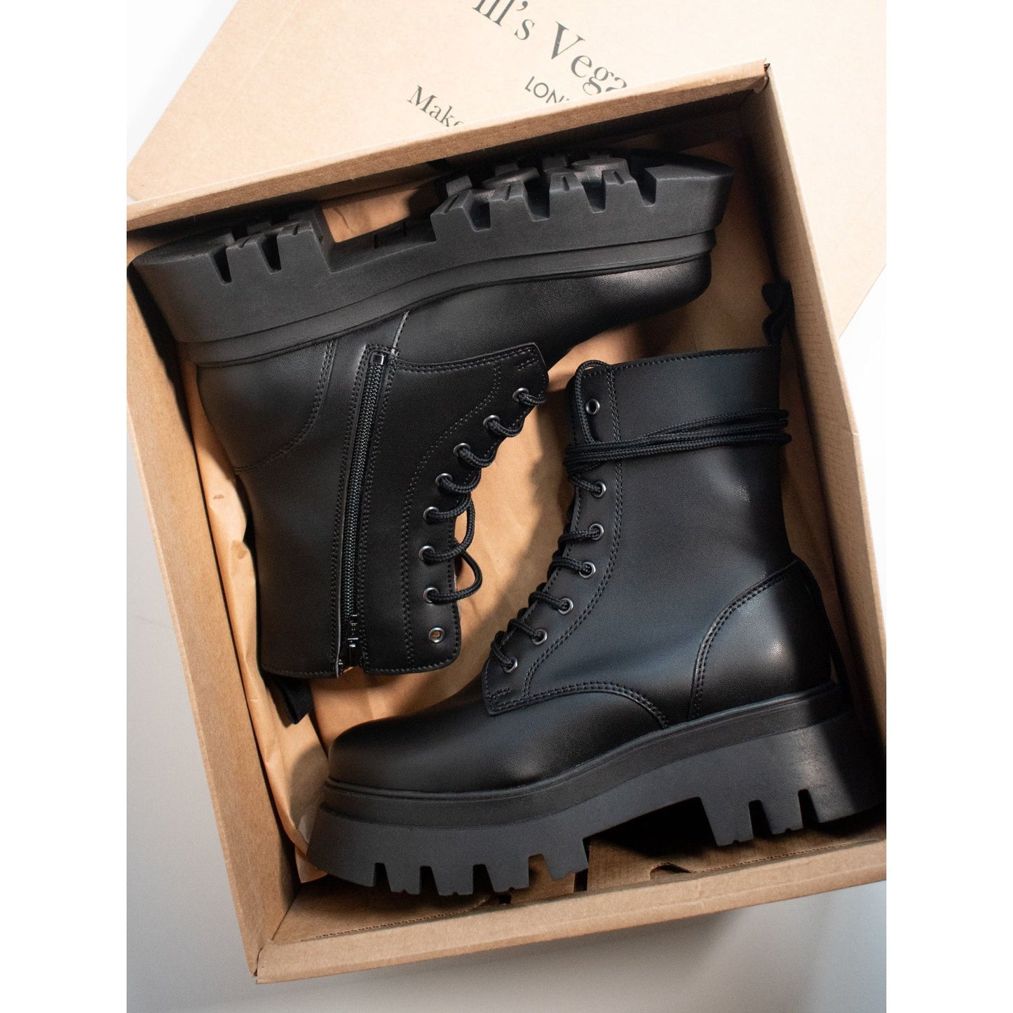 Track Sole 8-Eye Lace Up Boots