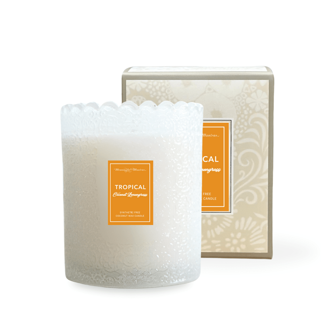 Tropical Coconut Lemongrass Natural Candle 8oz Kaia Collection - Vegan America