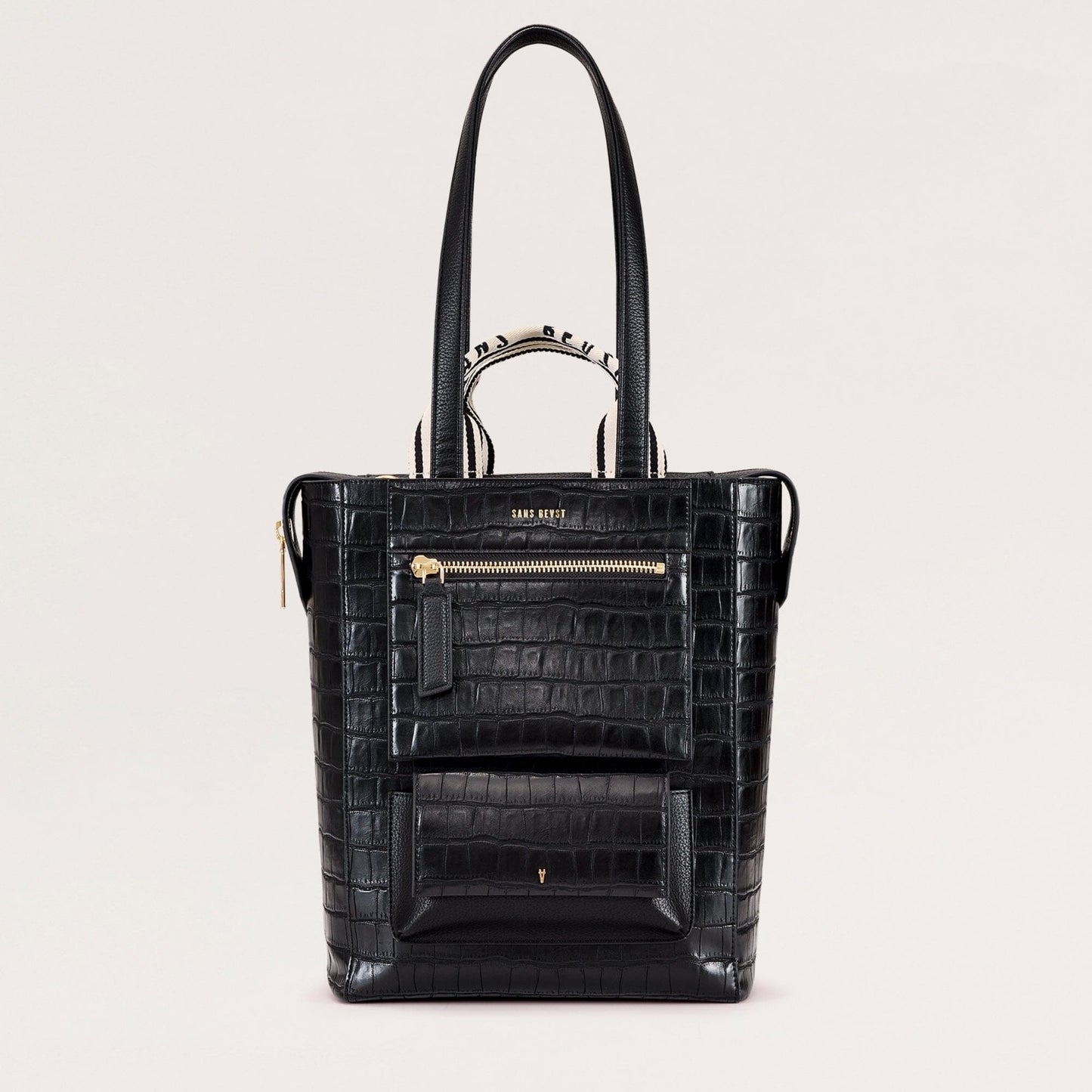 Universo Tote - Noir Croco + Gold
