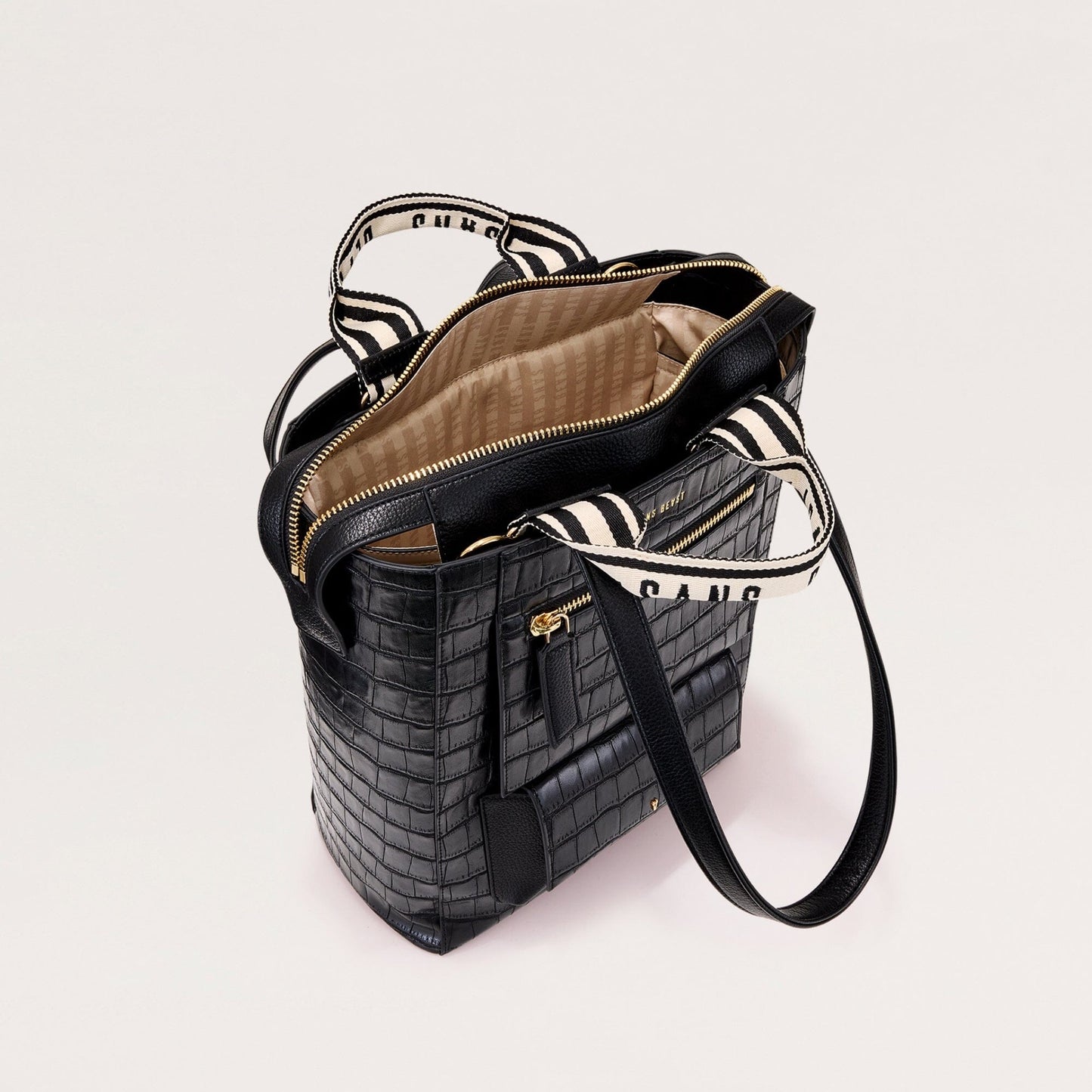 Universo Tote - Noir Croco + Gold