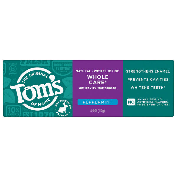 Whole Care Peppermint Natural Toothpaste with Fluoride