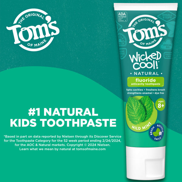 Wicked Cool! Natural Mild Mint Toothpaste for Kids with Fluoride