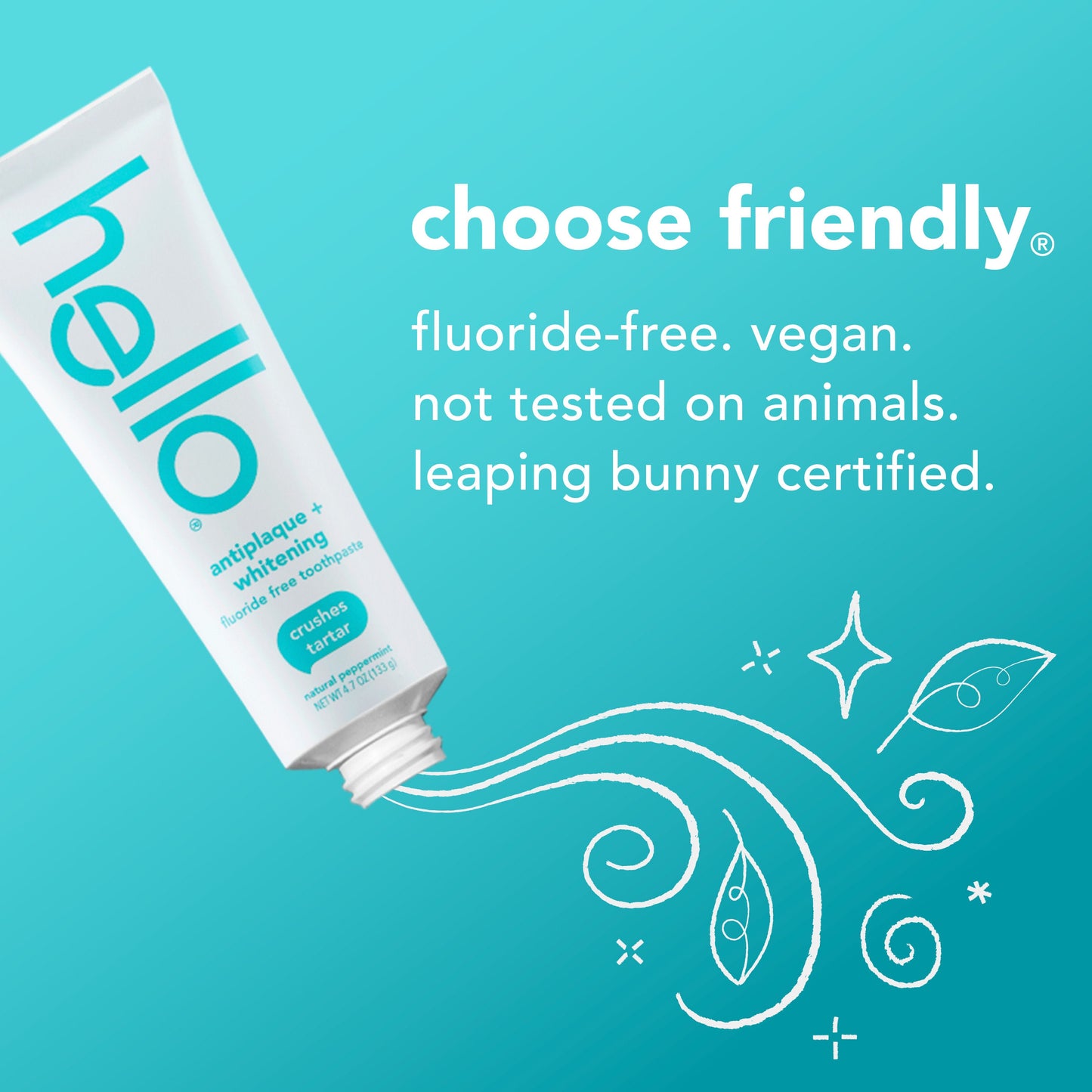 hello antiplaque + whitening fluoride free toothpaste