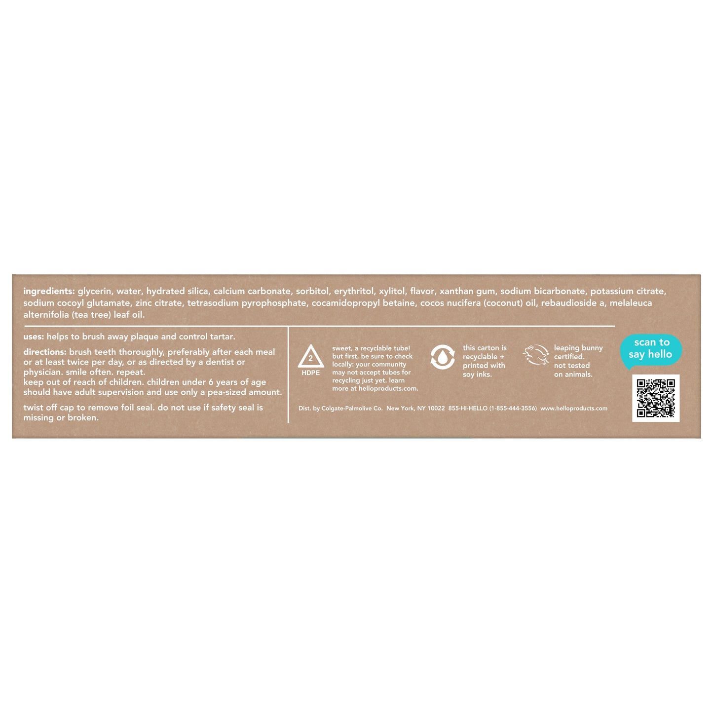 hello antiplaque + whitening fluoride free toothpaste