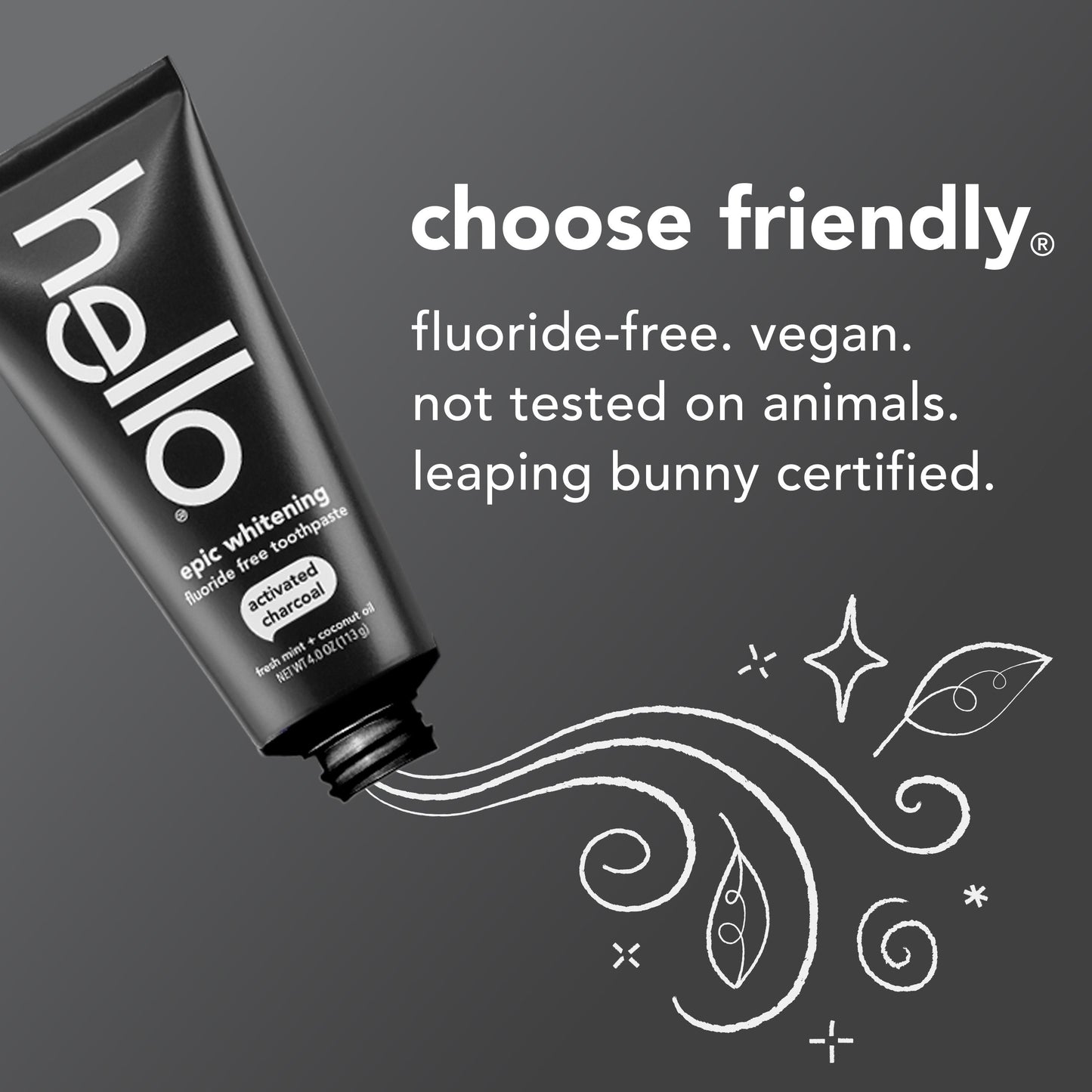 hello activated charcoal epic whitening fluoride free toothpaste