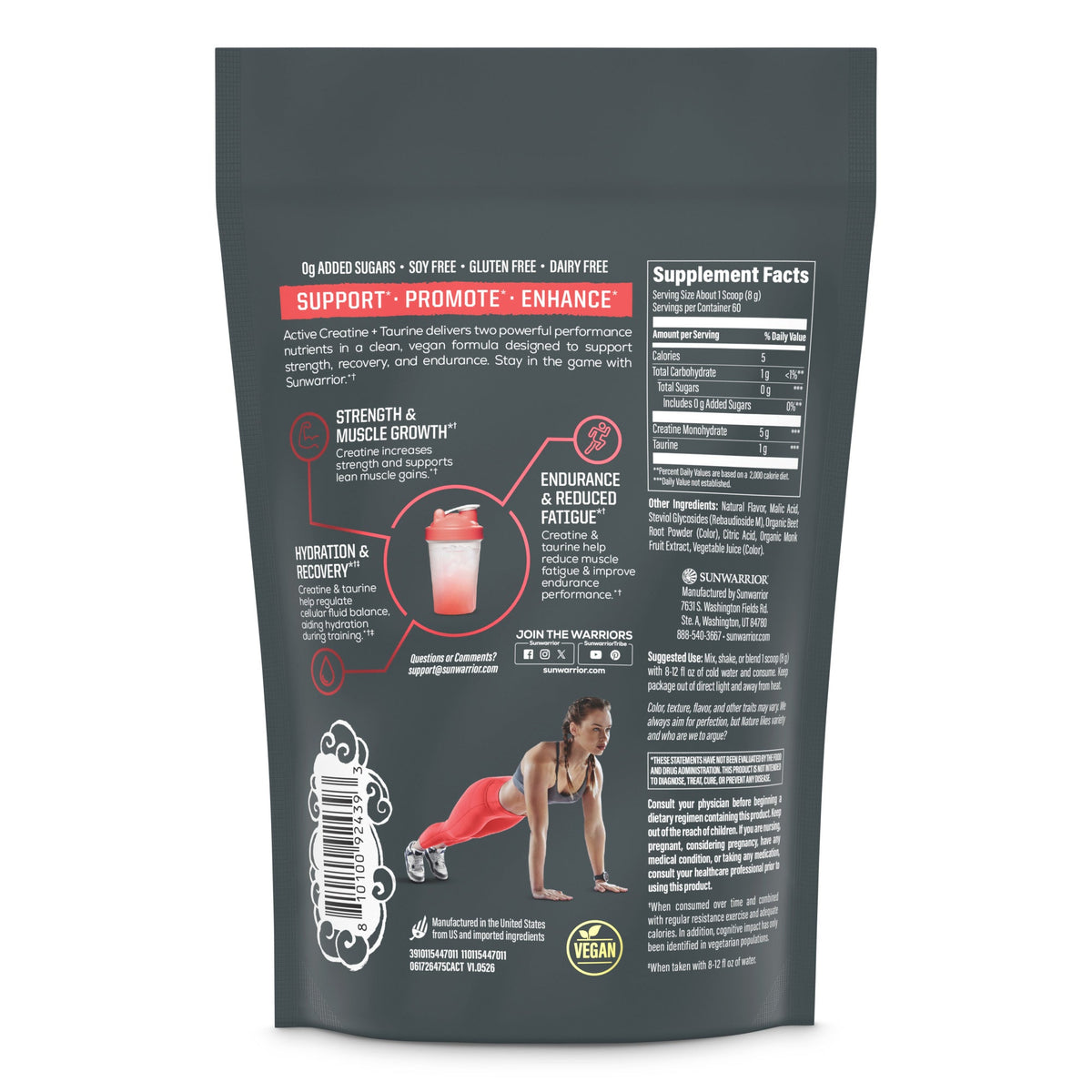 Active Creatine Plus Taurine Cherry - Vegan America