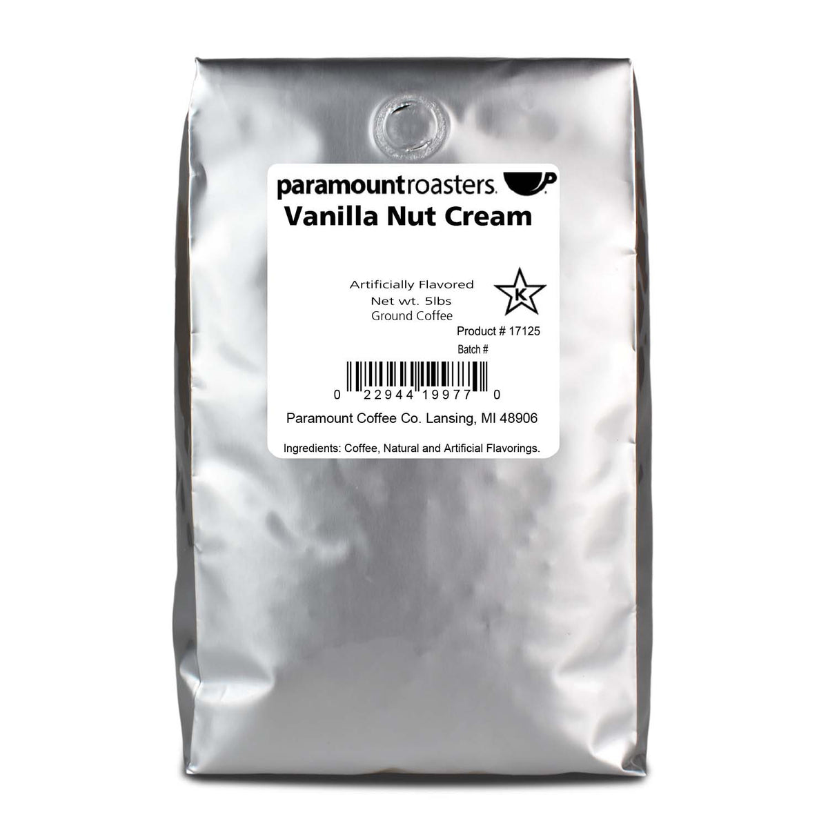 Vanilla Nut Cream 5lb Flavored Ground Coffee - Vegan America
