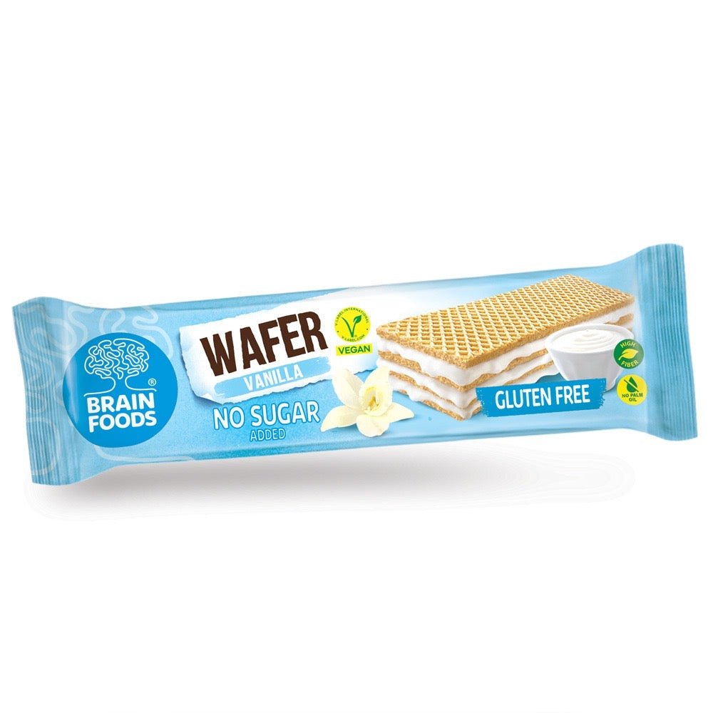 BRAIN FOODS Vanilla Gluten Free Vegan Wafer, Box of 12 - Vegan America