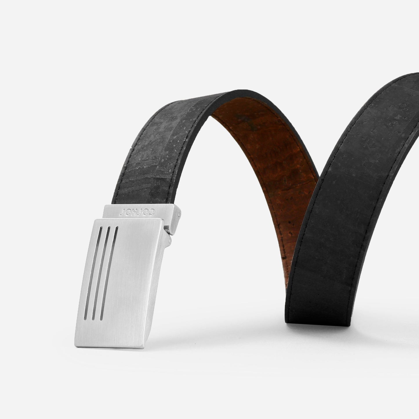 Reversible Cork Belt with Plaque Buckle 35 mm (1 3/8")