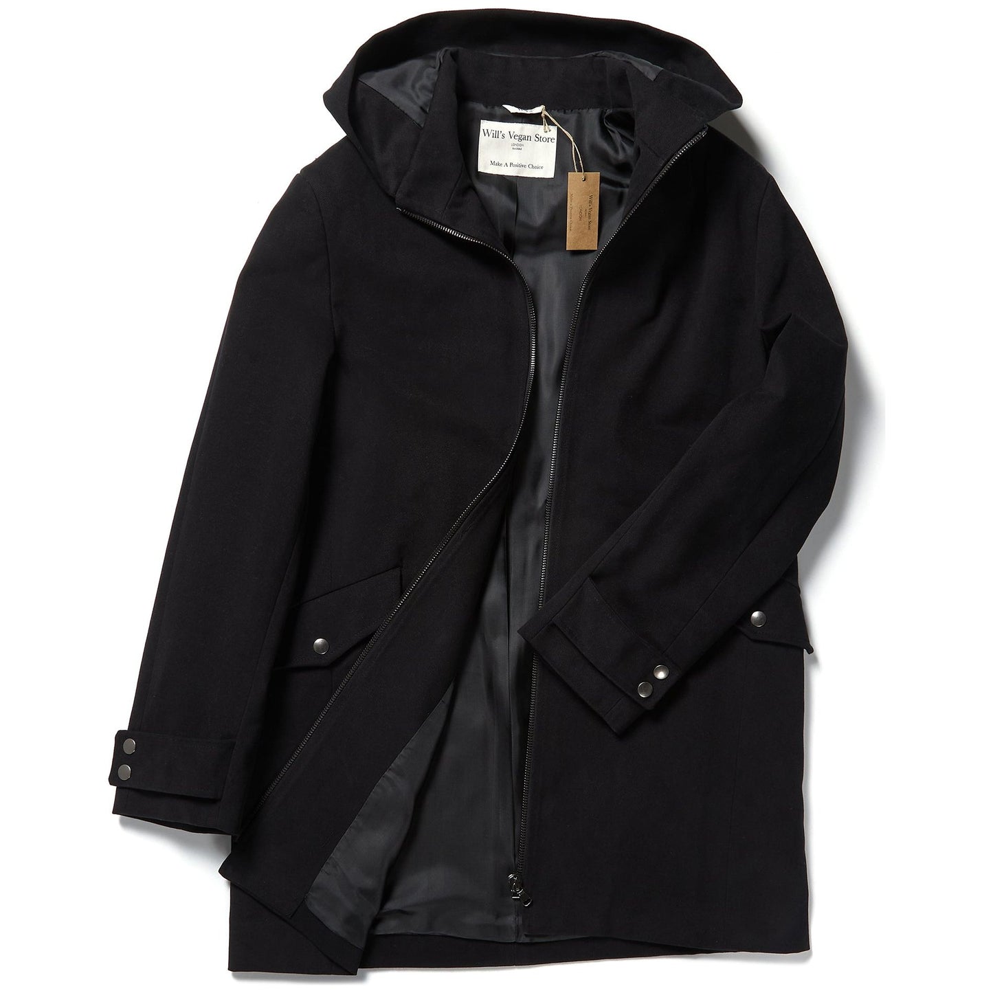 Vegan Wool Hooded Coat