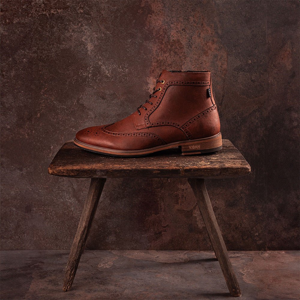 Wheat 2 Brogue Boots - Vegan America