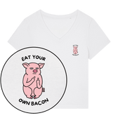 Eat Your Own Bacon Women's V Neck T-Shirt - Vegan America