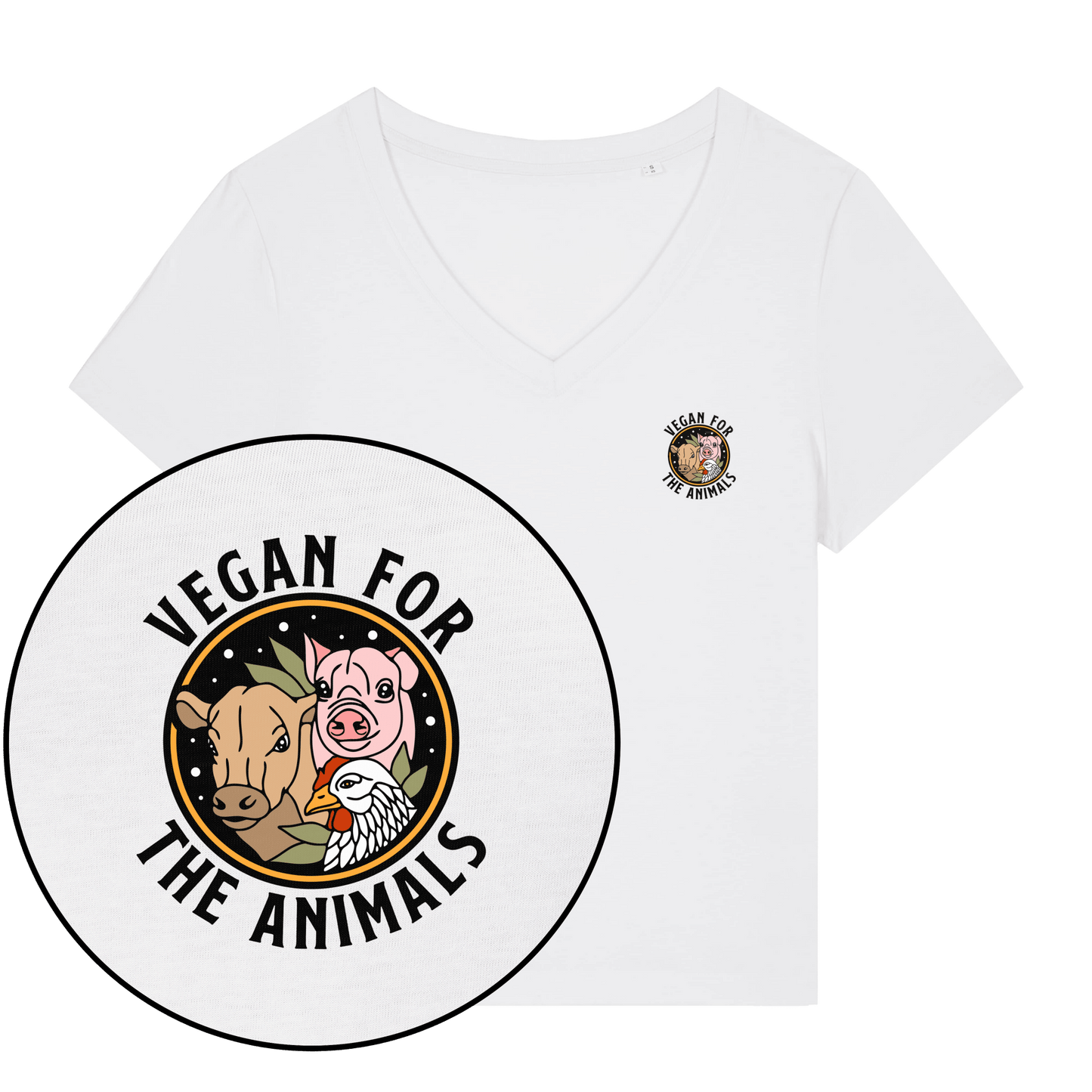Vegan For The Animals Earthlings Women's V Neck T-Shirt - Vegan America