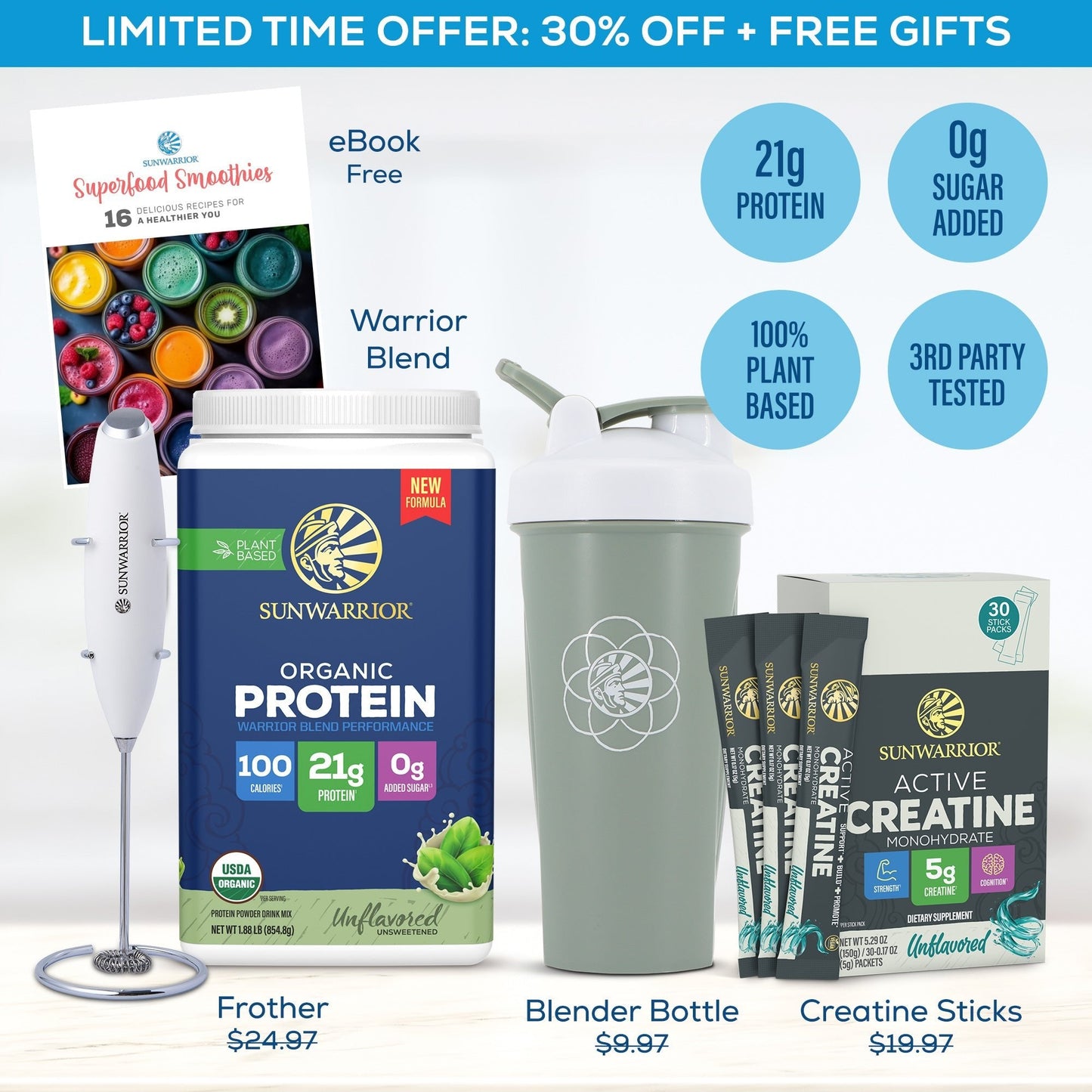 Free Welcome Kit - Creatine Sticks, Frother, Bottle, eBook