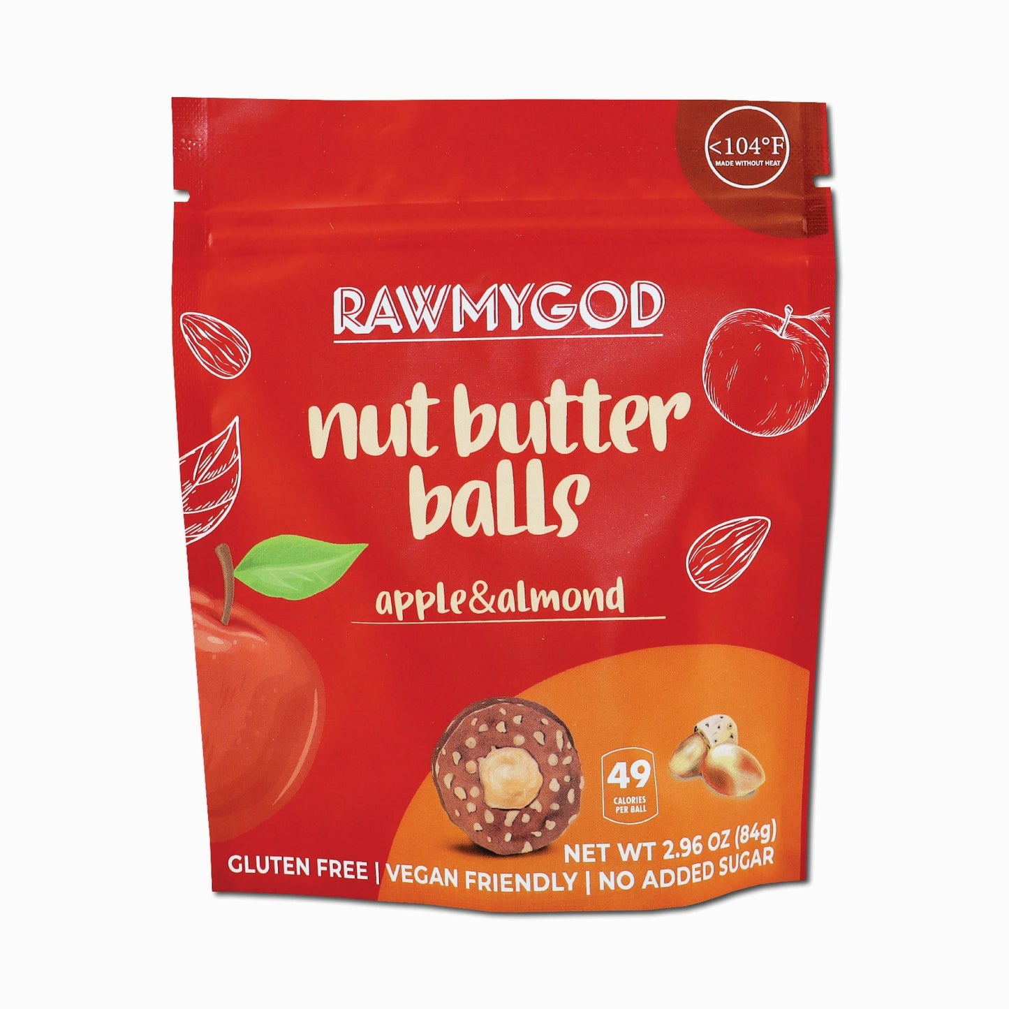 RAWMYGOD Nut Butter Balls Apple & Almond Balls, Pack of 4 resealable pouches - Vegan America