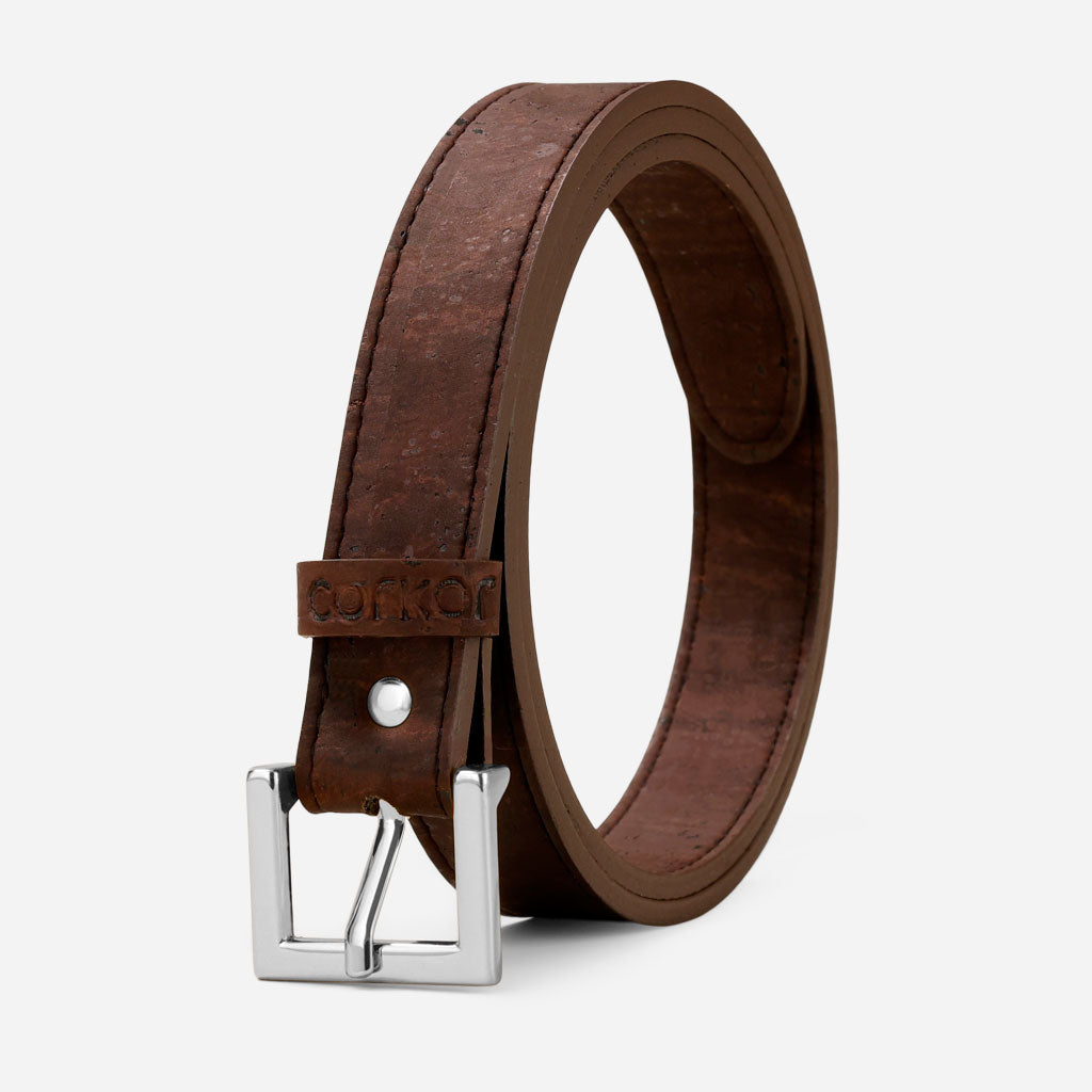 Women_Cork_Belt_Brown_Silver #color_brown