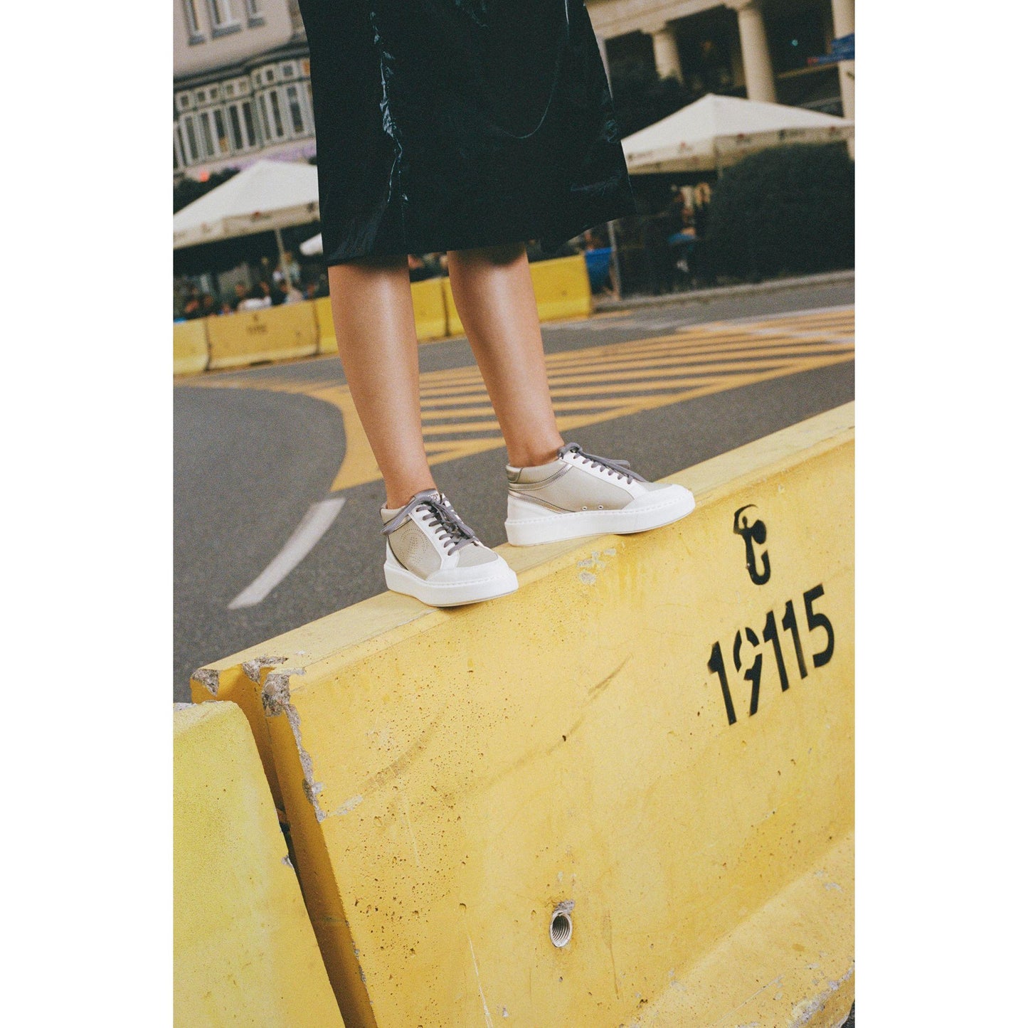 Blanka Women's Apple & Corn Leather Vegan Sneakers | Grey & White