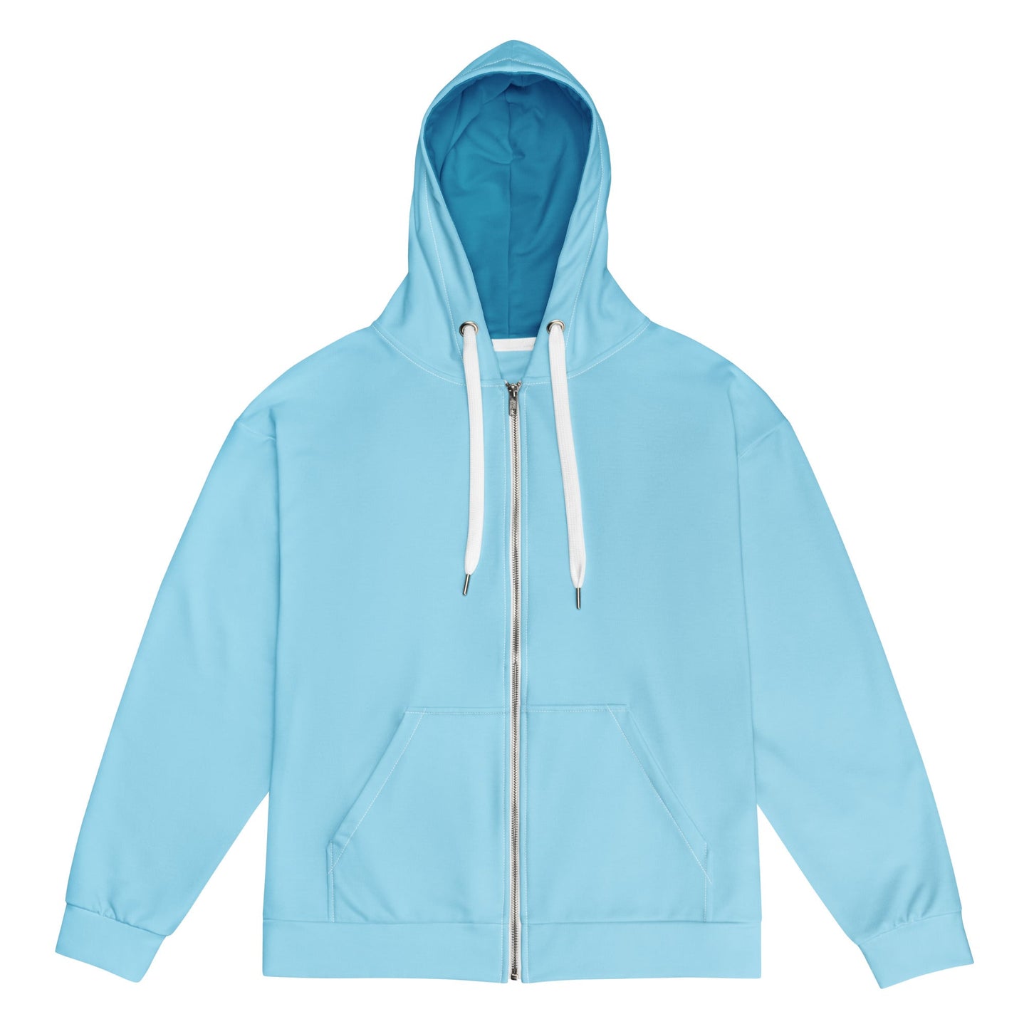 Light Blue Sustainable Hoodie, Unisex Zip Up - Vegan America
