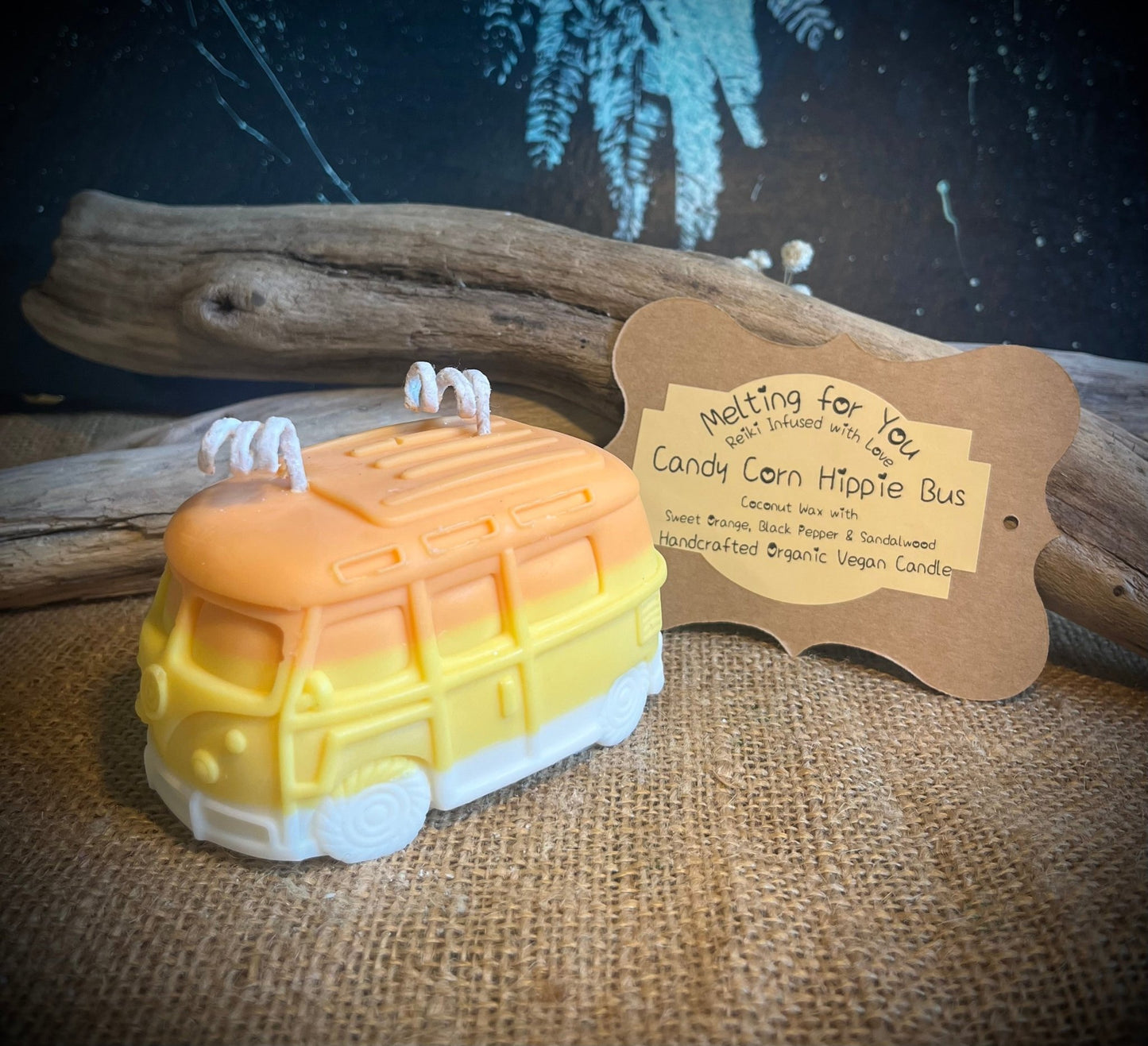 Candy Corn Hippie Bus Organic Candle - Vegan America