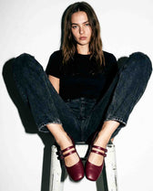 Cherry Mary Jane Pumps burgundy ballerinas - Vegan America