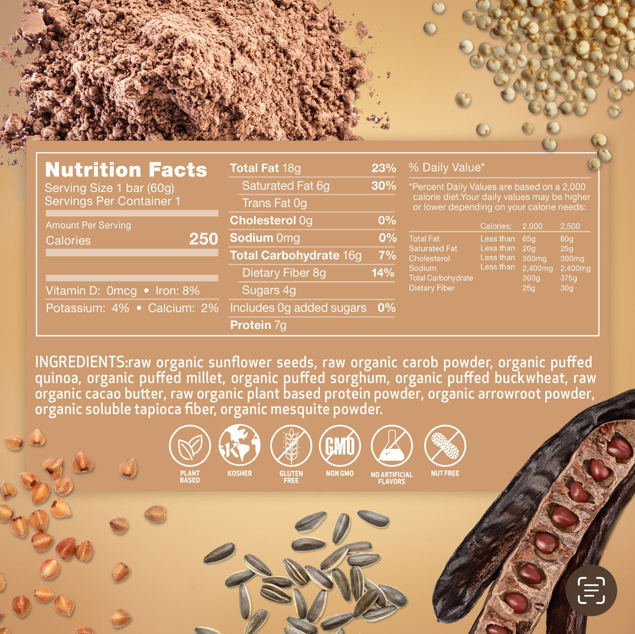 Carob Vegan Plant based, Protein nutritional Bars - Vegan America