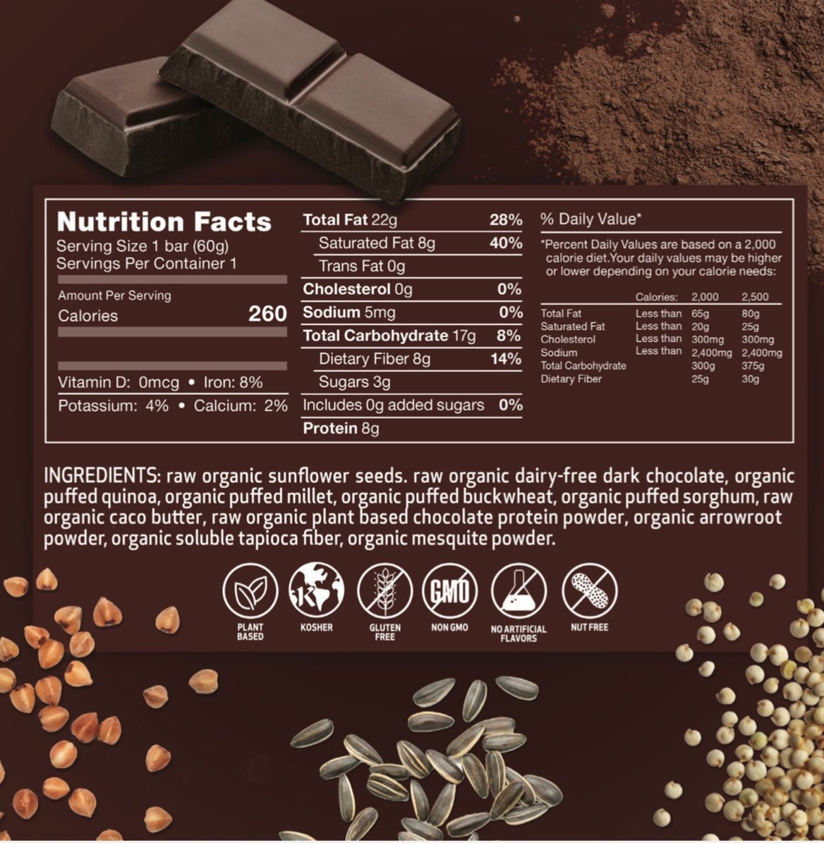 Dark Raw Chocolate Vegan Protein Bars 6 or 12 Pack - Vegan America