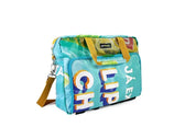 computer bag pub banner light blue & yellow - Vegan America