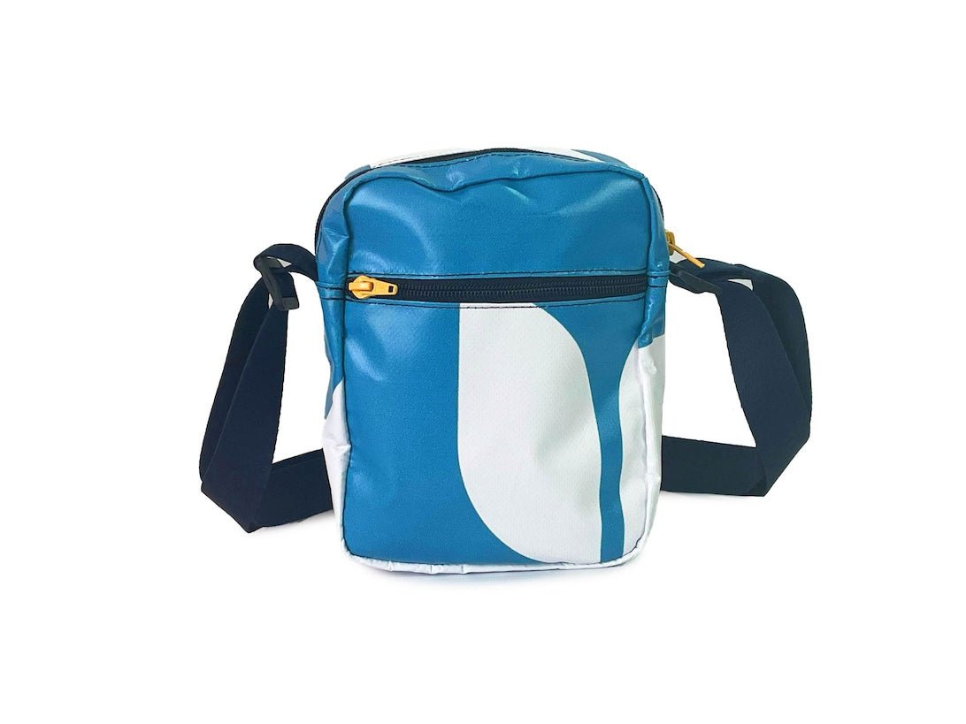 crossbody bag blue & orange dog food packages - Vegan America