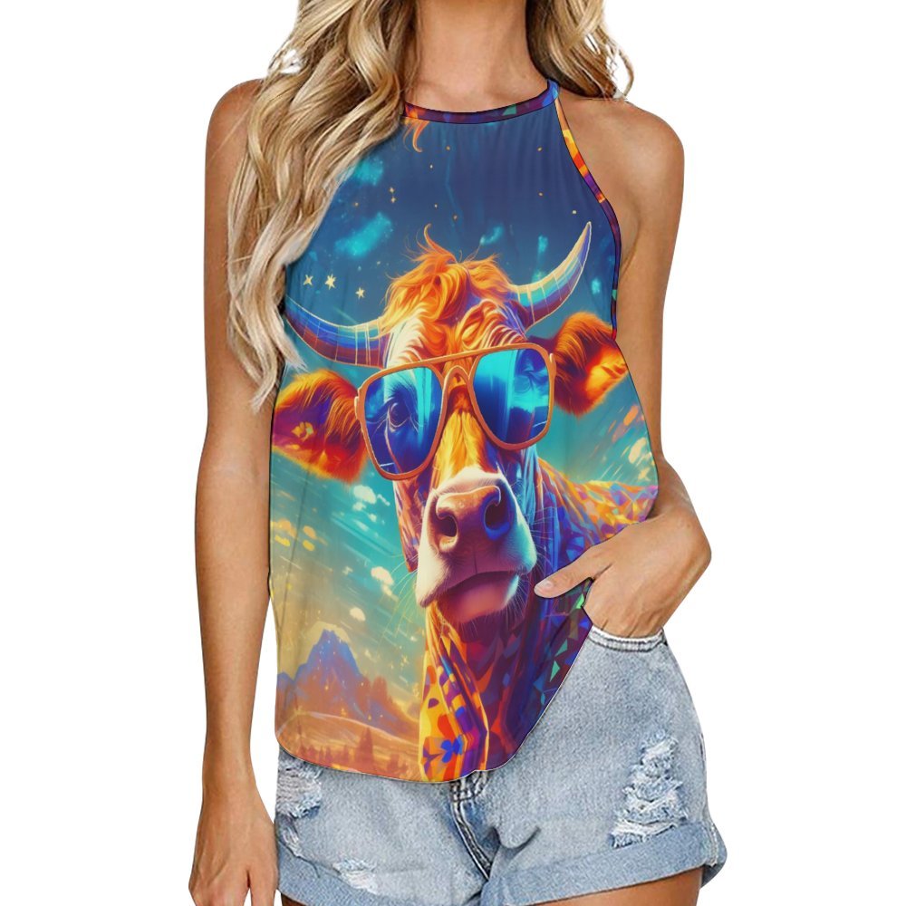 Women's Swaggy Cow Round Neck vest Tank