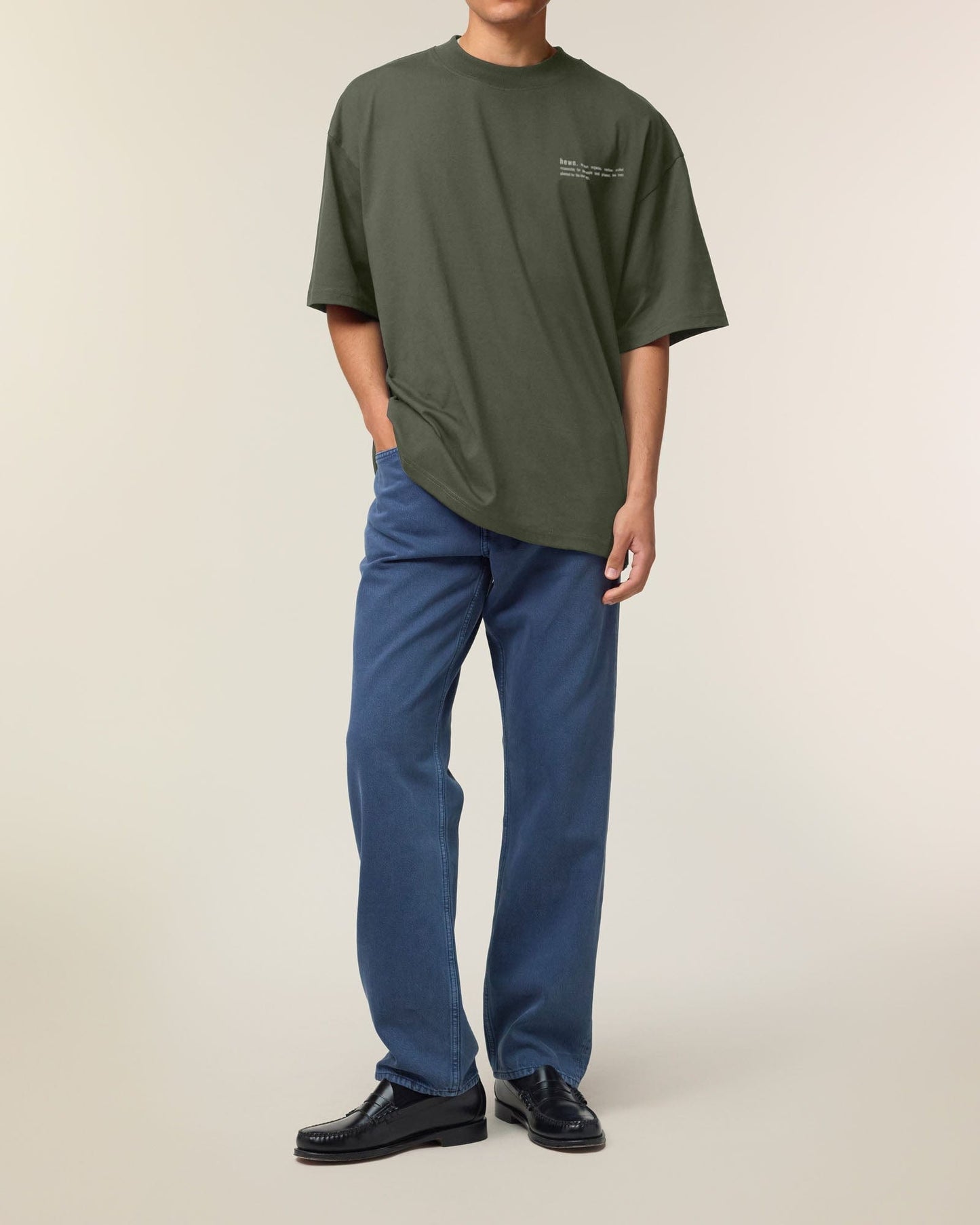 Men's Organic Cotton Signature Oversized T-Shirt | Pine Green Khaki
