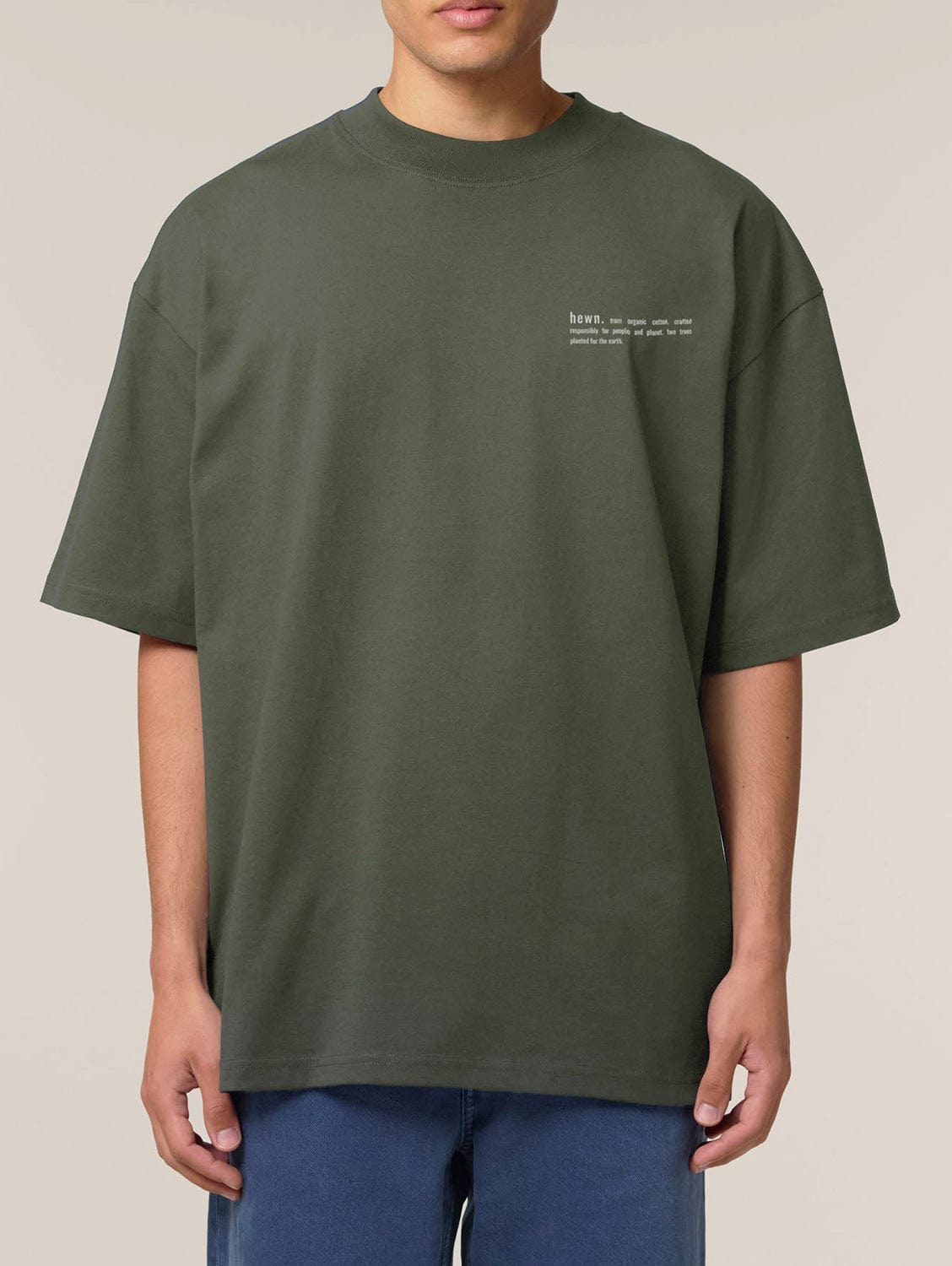 Men's Organic Cotton Signature Oversized T-Shirt | Pine Green Khaki