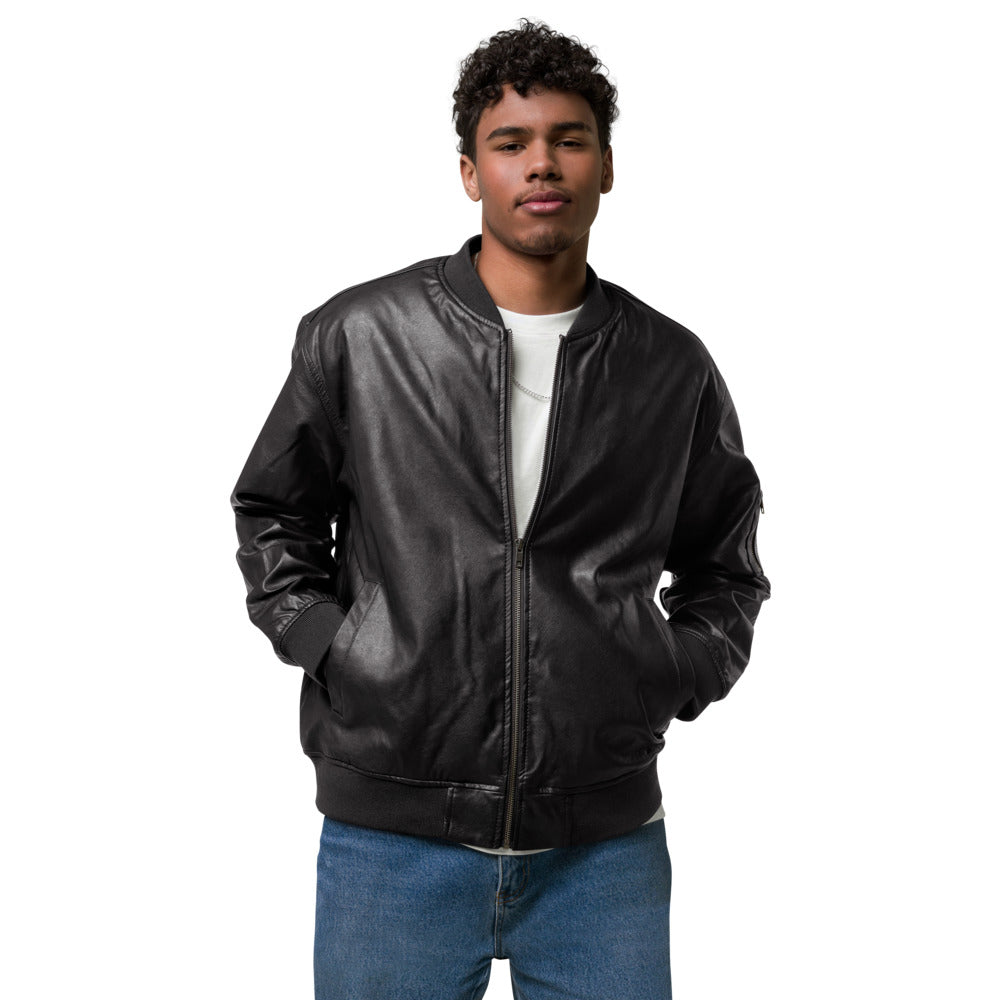 VEGAN "BE KIND" Unisex Embroidered Faux Leather Bomber Jacket