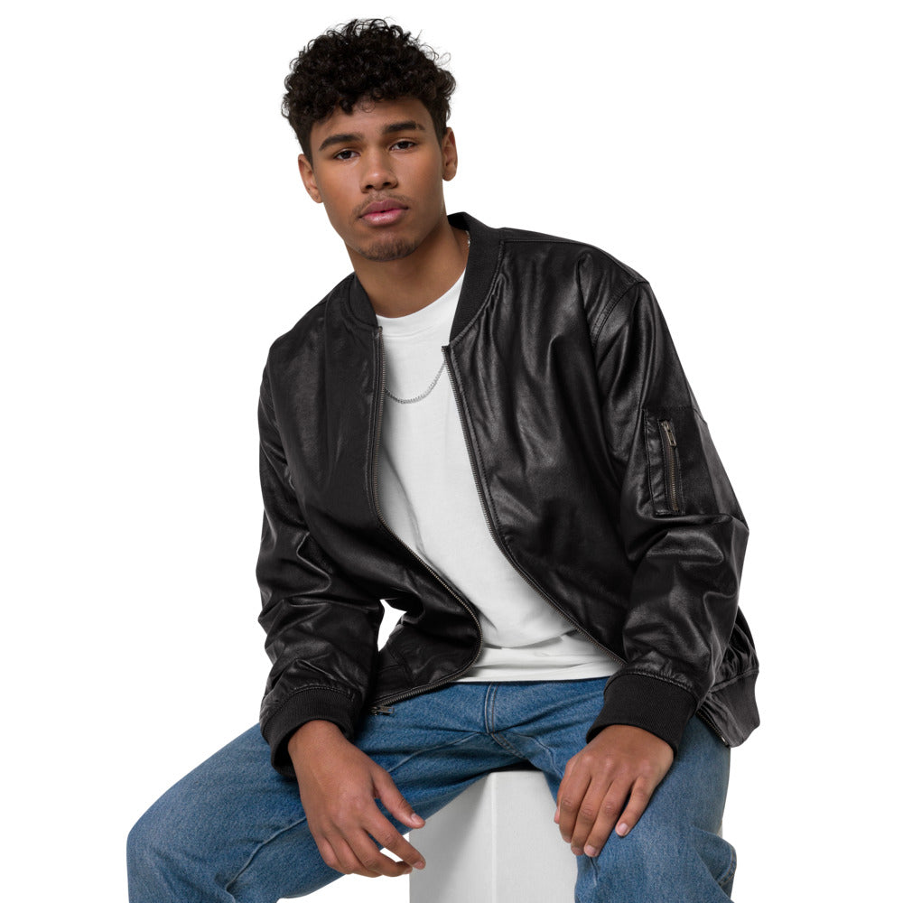 VEGAN "BE KIND" Unisex Embroidered Faux Leather Bomber Jacket