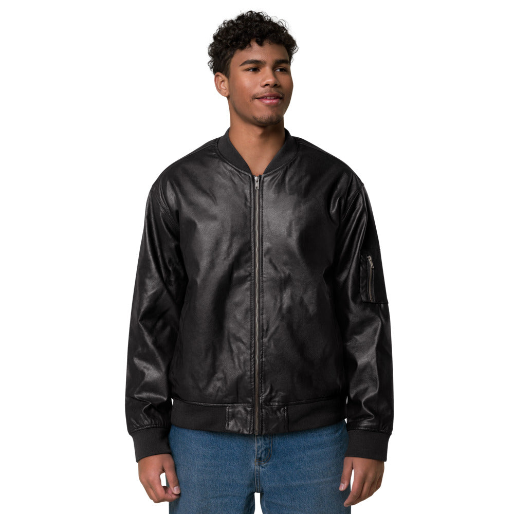 VEGAN "BE KIND" Unisex Embroidered Faux Leather Bomber Jacket