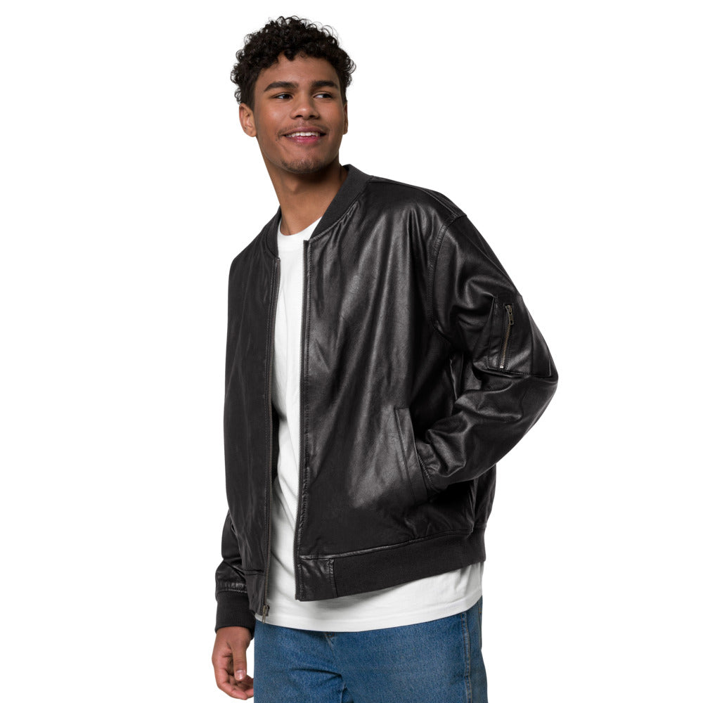 VEGAN "BE KIND" Unisex Embroidered Faux Leather Bomber Jacket