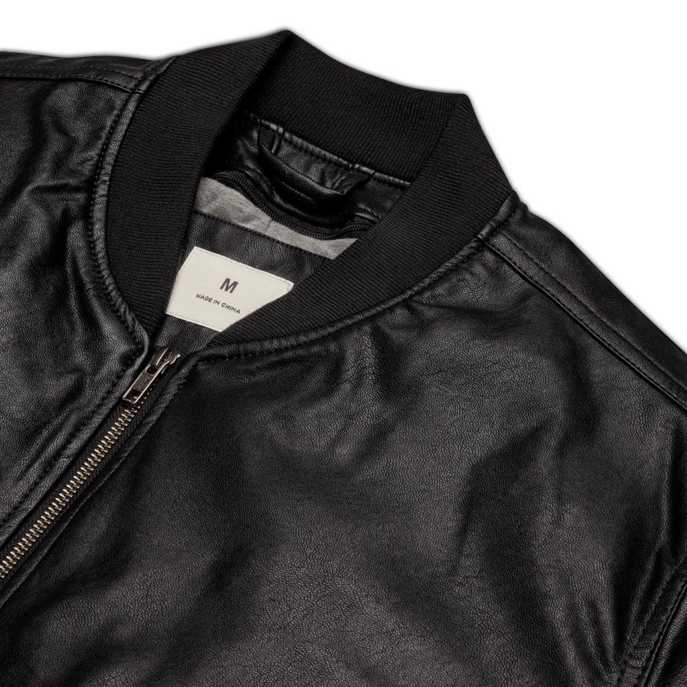 VEGAN "BE KIND" Unisex Embroidered Faux Leather Bomber Jacket