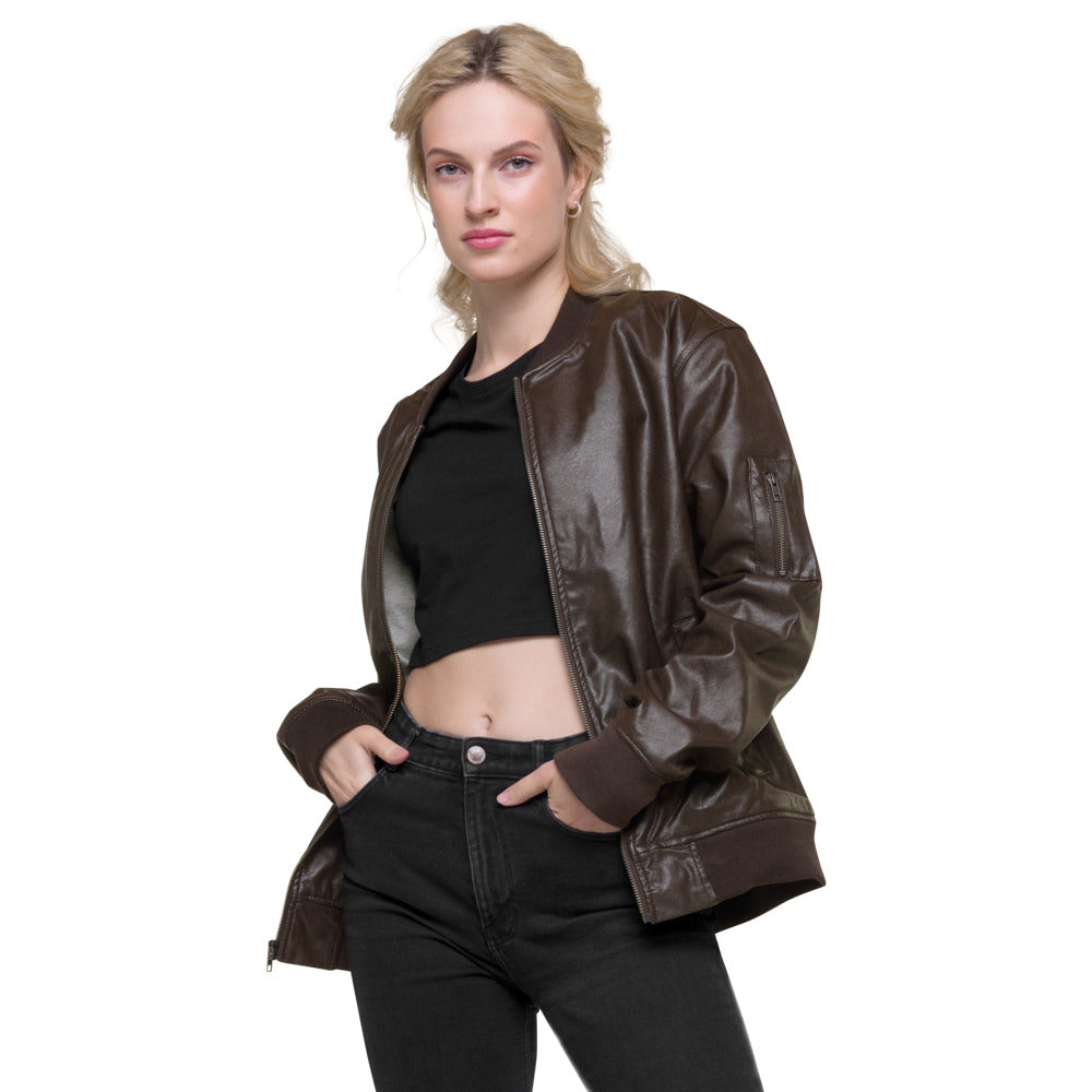VEGAN "BE KIND" Unisex Embroidered Faux Leather Bomber Jacket