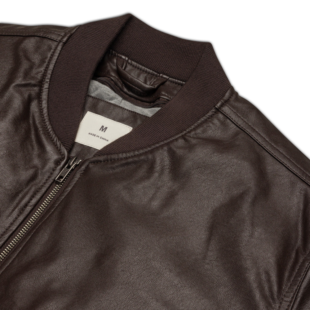 VEGAN "BE KIND" Unisex Embroidered Faux Leather Bomber Jacket