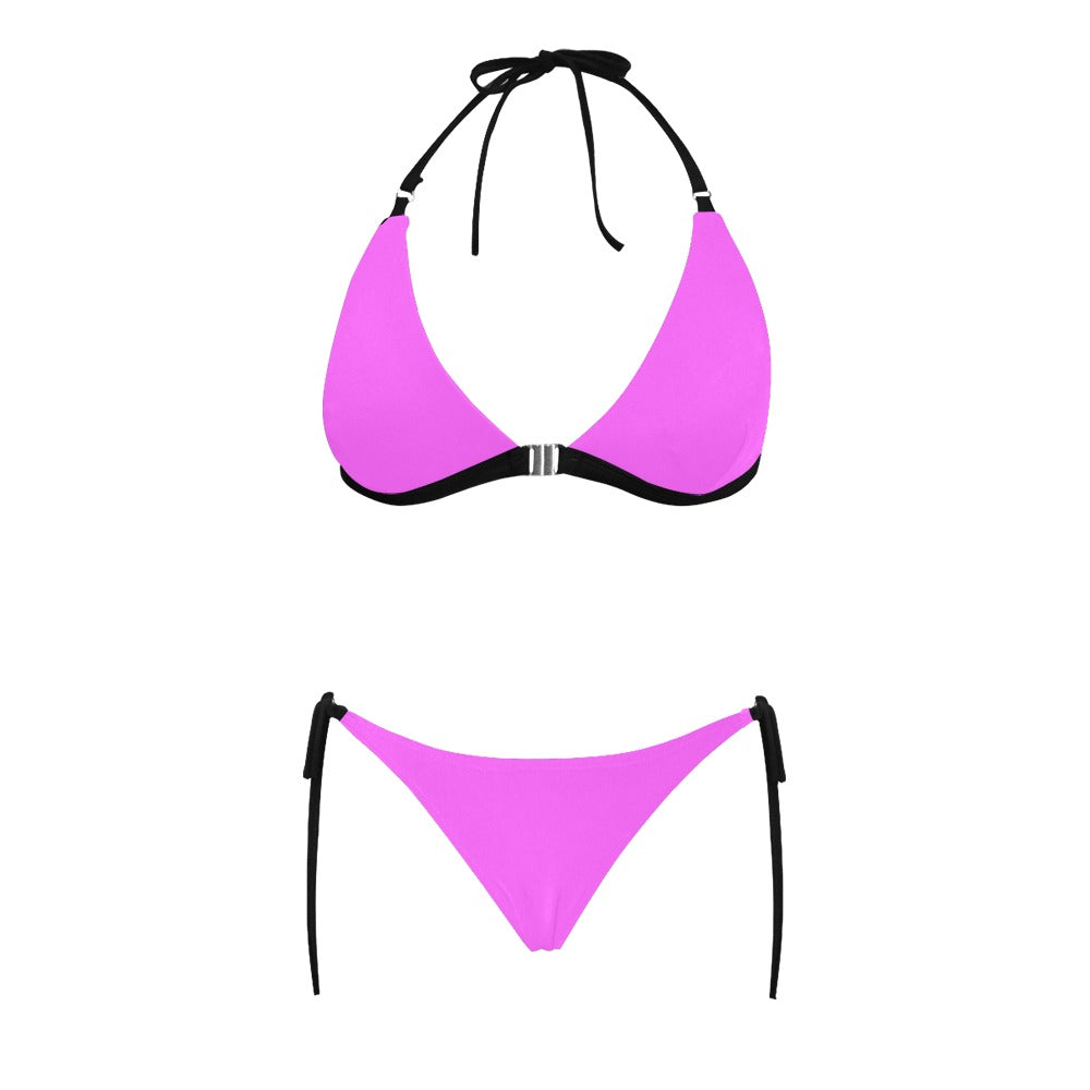 Womens Vegan Front Buckle Halter Bikini