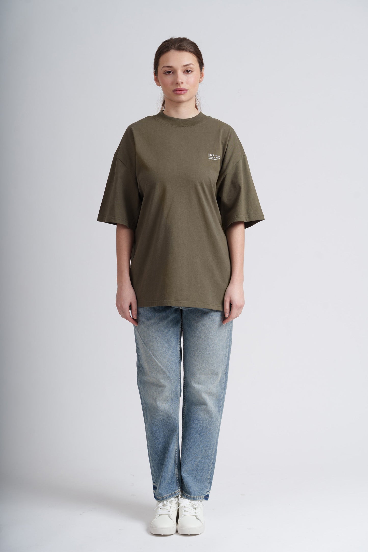 Women's Organic Cotton Signature Oversized T-Shirt | Pine Green Khaki
