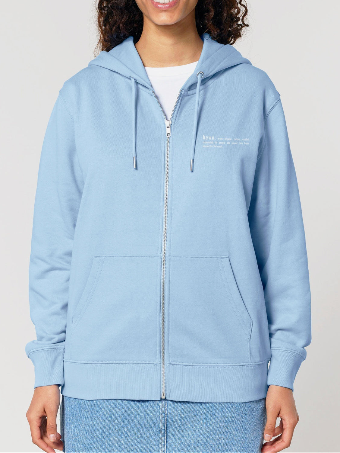 Women's Organic Cotton Relaxed Fit Zip Hoodie | Sky Blue