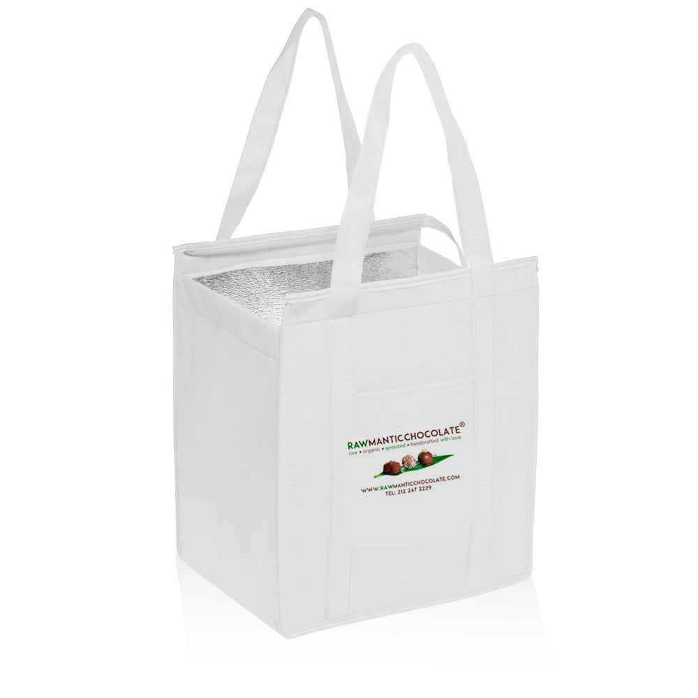 Non - Woven Large Insulated Shopper Tote Bag in White - Vegan America