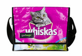 messenger bag M cat food package pink & blue - Vegan America