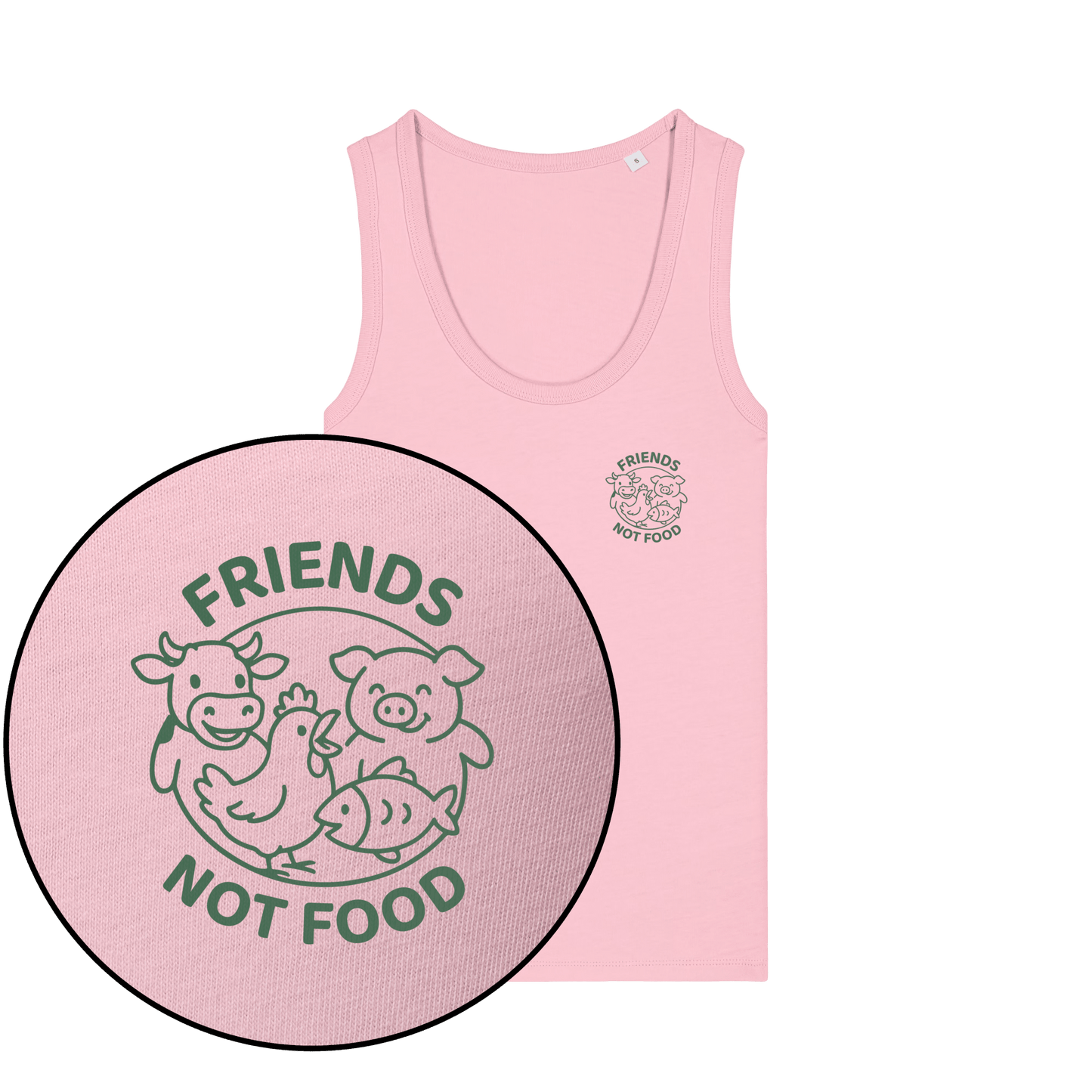 Friends Not Food Green Women's Tank Top - Vegan America